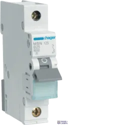 Hager MBN125 — автоматический выключатель 1P, 6 kA B-25 A, 1M