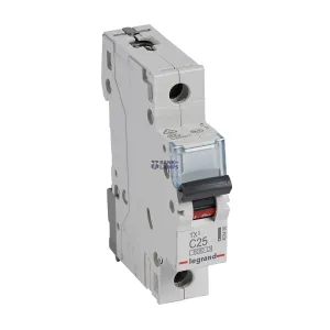 Legrand 403436 — automātslēdzis TX3 25 A, 400 V, 1P, 230 V, 60 Hz, Width 1