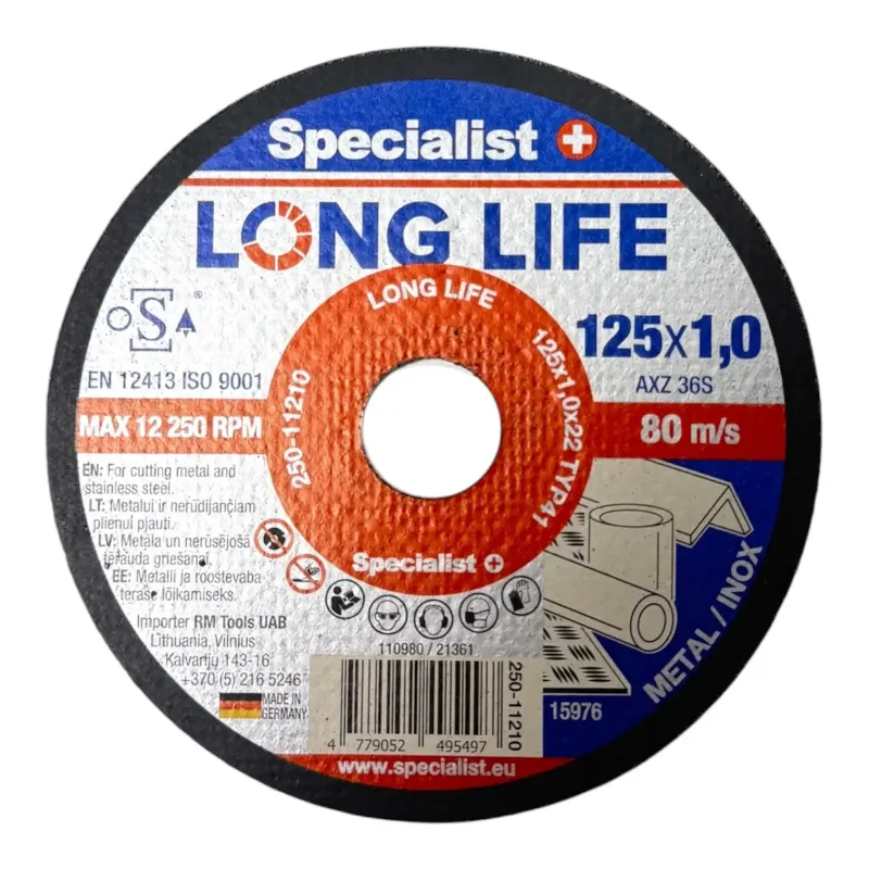 Specialist+ SPECIALIST+ metāla griešanas disks LONG LIFE, 125 x 1 x 22 250-11210