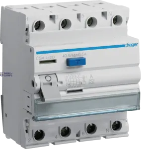 Hager CGA440D — Differential Switch 4P, 40 A, 500 mA, type A Hager CGA440D — Differential Switch 4P, 40 A, 500 mA, type A