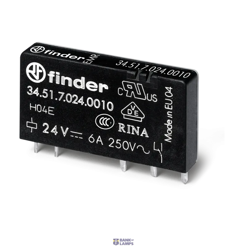 FINDER Electromechanical Relay Ultra-Slim PCB, 1CO, 6A, 24VDC 345170240010