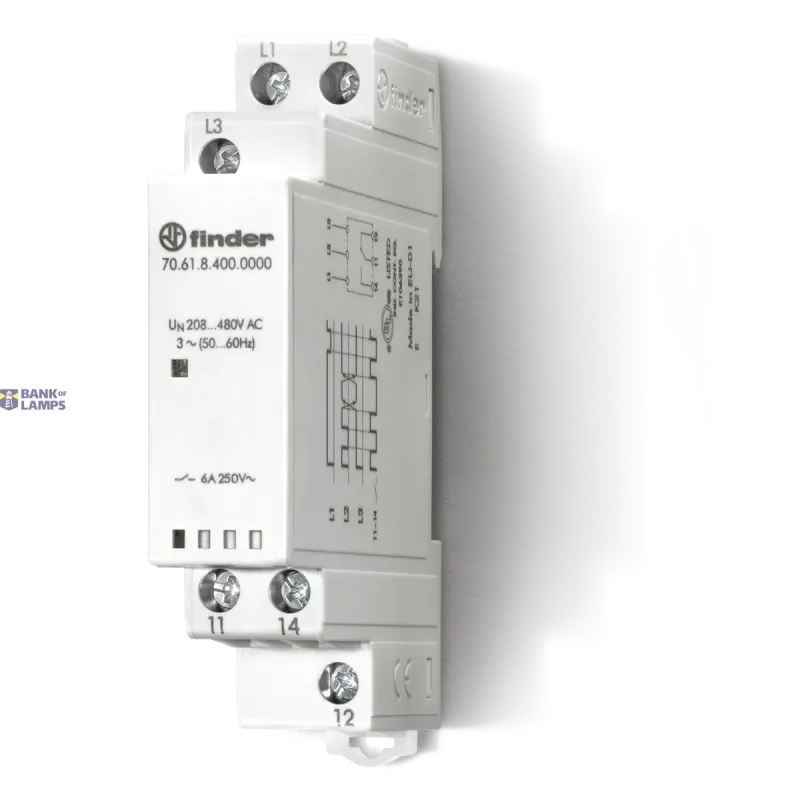 FINDER Monitoring relay 3ph.1CO 6A/208-480VAC/Non-adjustable 706184000000