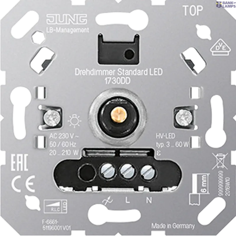 Jung Rotary Dimmer , Without Satellite Input, Standard 1730DD