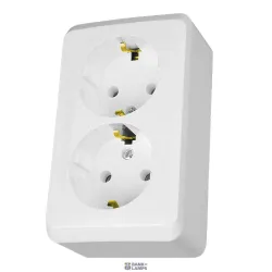 Schneider Electric WDE001048 — Socket Outlet Prima (IP 20), 16A, White, PRIMA - Double -Outlet With Side Earth