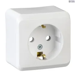 Schneider Electric WDE001080 — Socket Outlet Prima (IP 20), 16A, White, PRIMA - Single With Side Earth