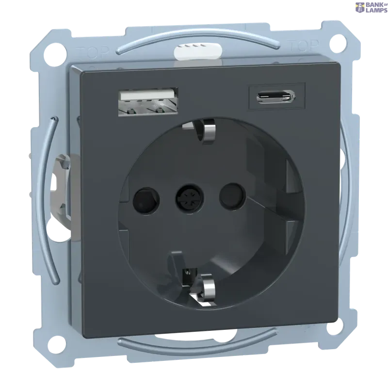 Schneider Electric Socket Outlet Merten System M, 3 A, Merten, Schu SO W USB MTN2367-0414