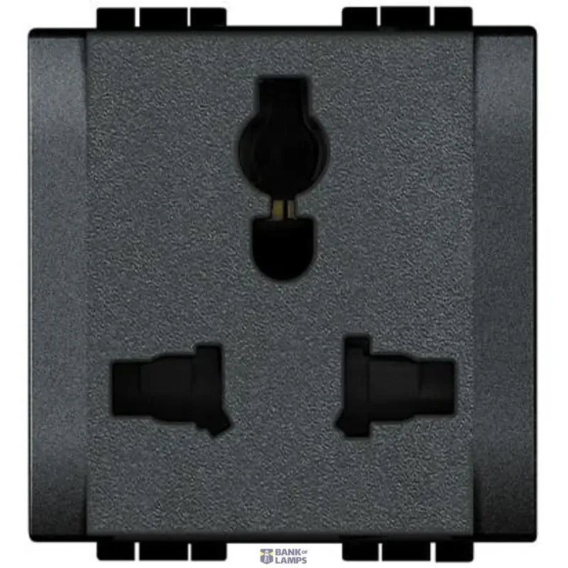 BTicino Socket Outlet LivingLight 15A, 2P+E, 1 Outlet, 1 Module L4129