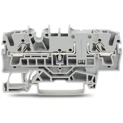 WAGO 2002-1601 — Through Terminal Block Same Profile as 2-Conductor Disconnect Terminal Block, 2.5 mm², Gray, With Test Option