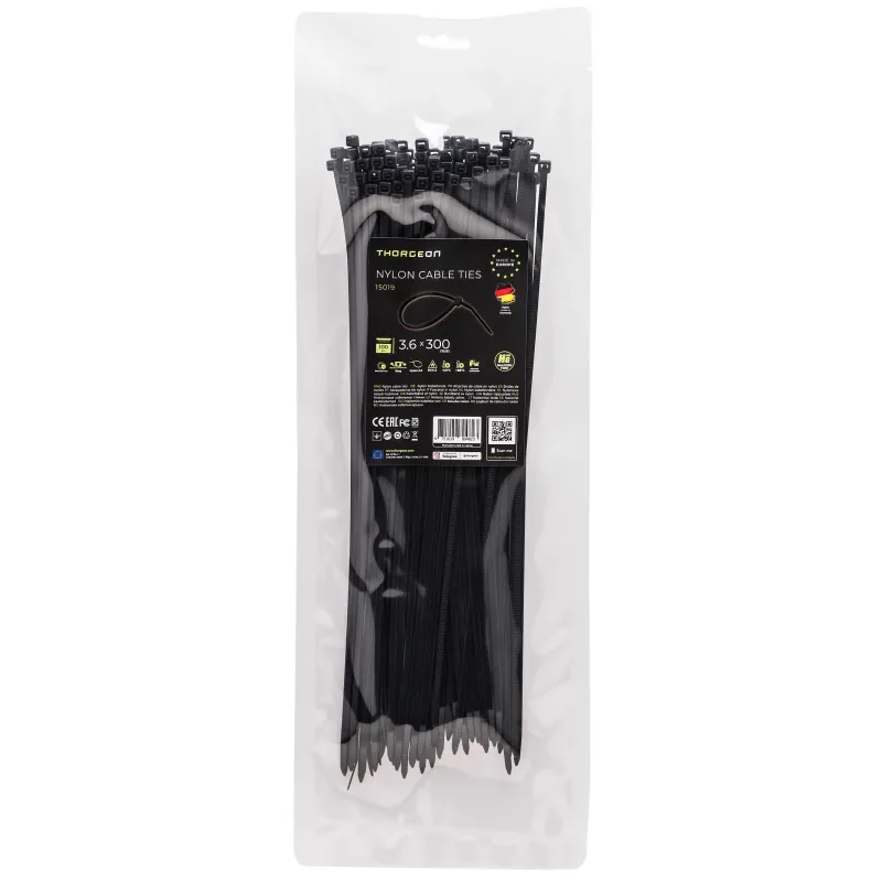 THORGEON Ties 3.6x300 Black (100 pcs) 15019