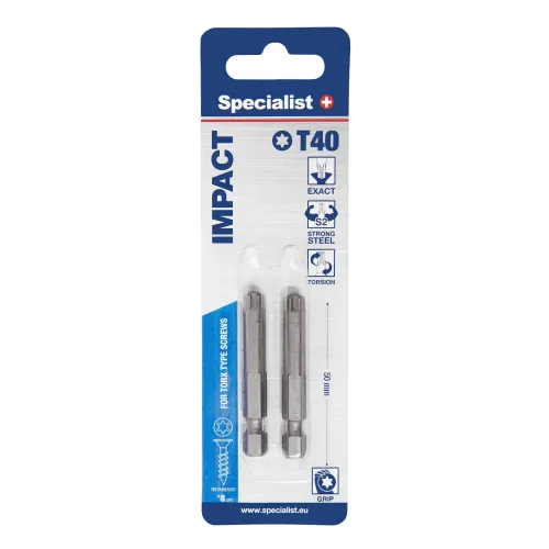 Specialist+ SPECIALIST+ antgalis TORX GRIP T40, 50mm, 2 vnt. 24-2-072