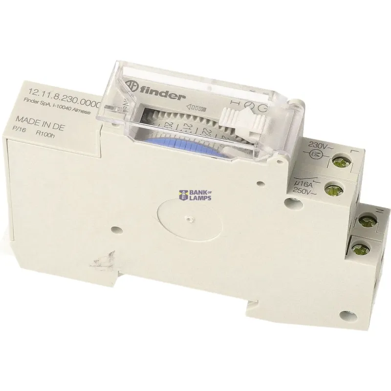 FINDER Mechanical Time Switch 17.5mm, 1CO, 16A, 230VAC, With power 121182300000