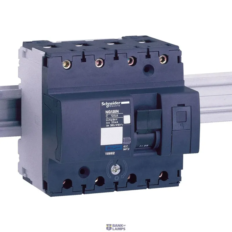 Schneider Electric Miniature Circuit Breaker Acti9 NG125N, 4P, 25 A, C Curve 18652