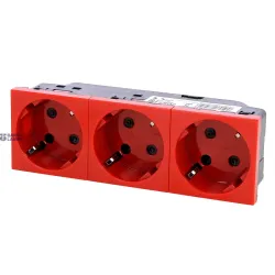 Legrand 077282 — розетка Mosaic 2P+E, 16 A, 250 V, IP40, IK07, Auxiliary safety supply (red)