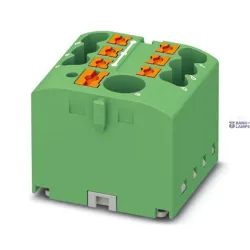 Phoenix Contact 3273338 — Distribution Block PTFIX 6/6X2.5 GN, 24A, Green, Push-In Connection, For Snapping Onto A Din Rail Adapter, Direct Mounting With Flange, Free-Hanging