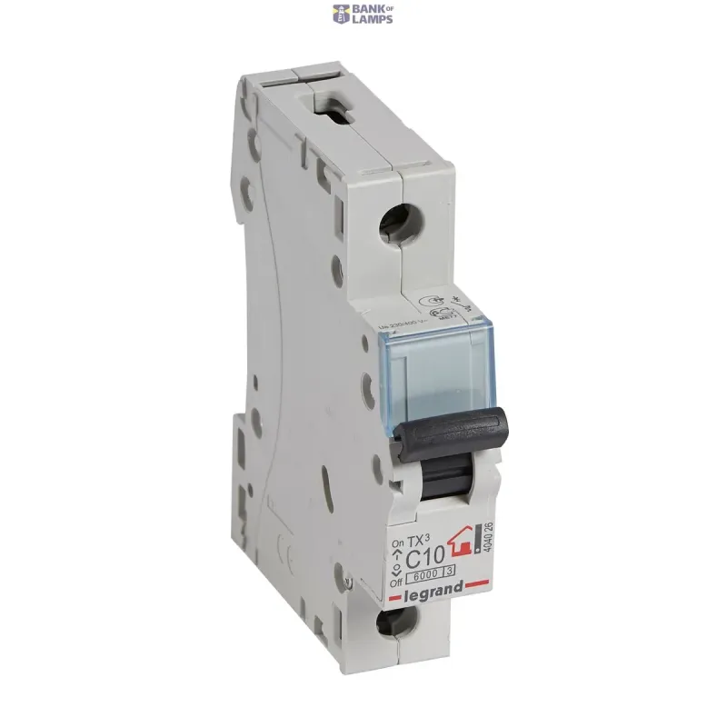 Legrand Miniature Circuit Breaker TX3 6000A, 1P, 10A, Curve C, 6kA 404026