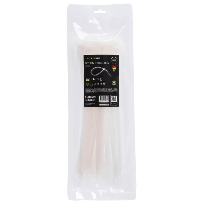 THORGEON Ties 3.6x300 White (100 pcs) 15006