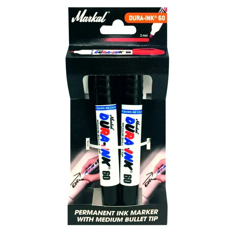 MARKAL Marķieri Dura-Ink 60, melni 2 gab. 46-22247
