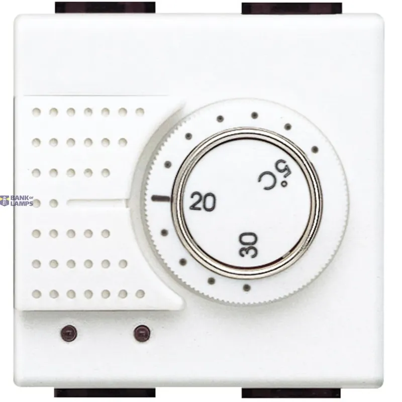 BTicino Thermostat LivingLight 2 Modules, 230 V AC, 50–60Hz, White N4441