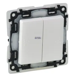 Legrand 752158 — Two-Gang Two-Way Switch Valena Life 10AX, 10A, White, IP44, Flush-Mounted