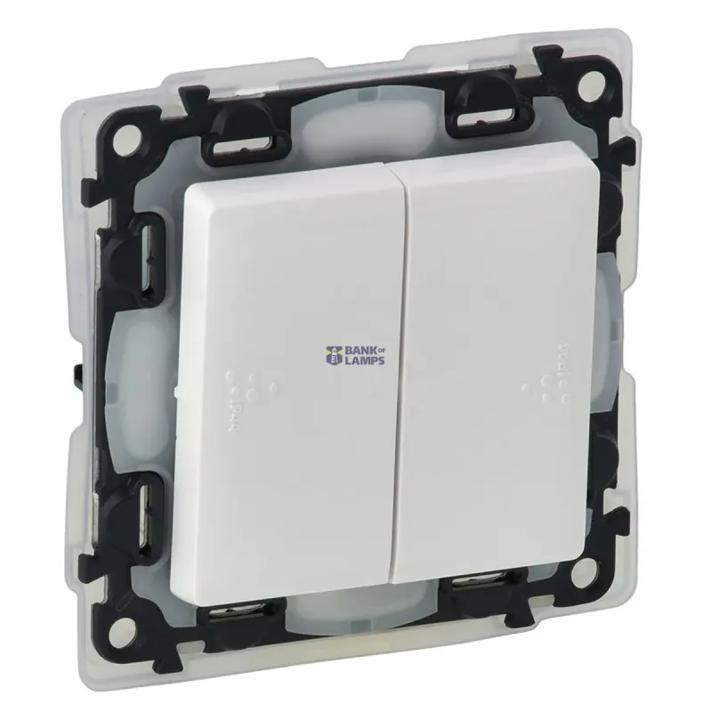 Legrand Two-Gang Two-Way Switch Valena Life 10AX, 10A, White, IP44 752158