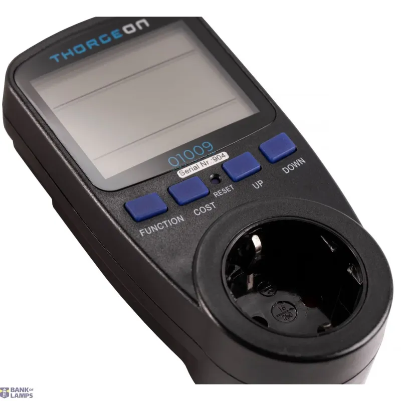 THORGEON Socket Power Consumption Meter 16A EU Plug Black 01009