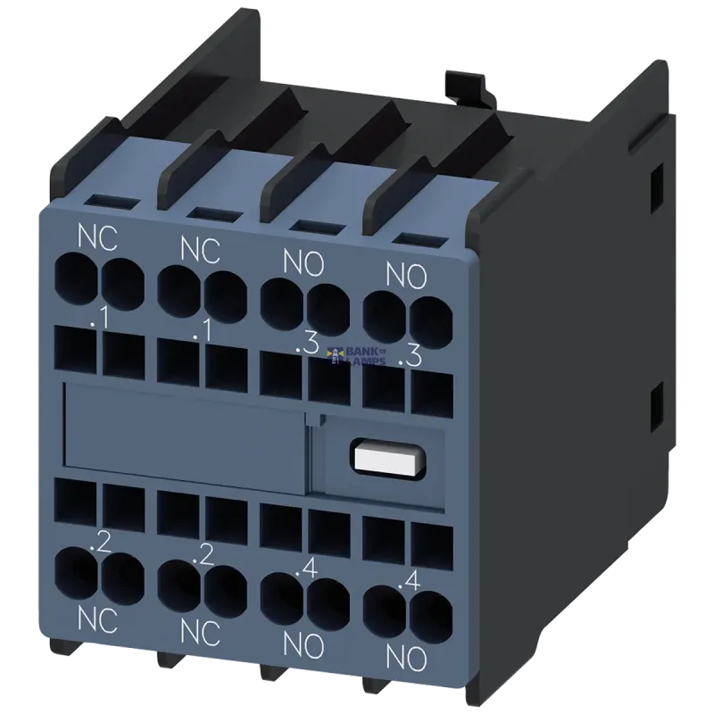 Siemens auxiliary switch, on the front, 2 NO + 2 NC, .1/.2, .1/.2 3RH2911-2HA22