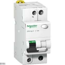 Schneider Electric A9D22620 — Residual Current automātslēdzis with Overcurrent Protection Acti9 iDPN Vigi, 1P+N, 20A, 6kA, B Curve, DPN Vigi K - RCBO - 6000A - 30mA - Type AC