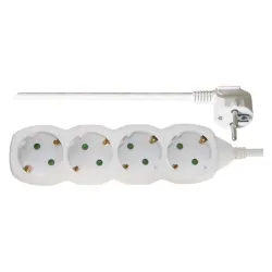 Extension bar 4 ligzdu 3.0m ar earthing (balts) 1.5mm²