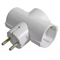 Tīkla sadalītājs Schuko 3 ligzdas ar zemējumu, balts (trīszaru) 250 V ~ / 10 A maks.