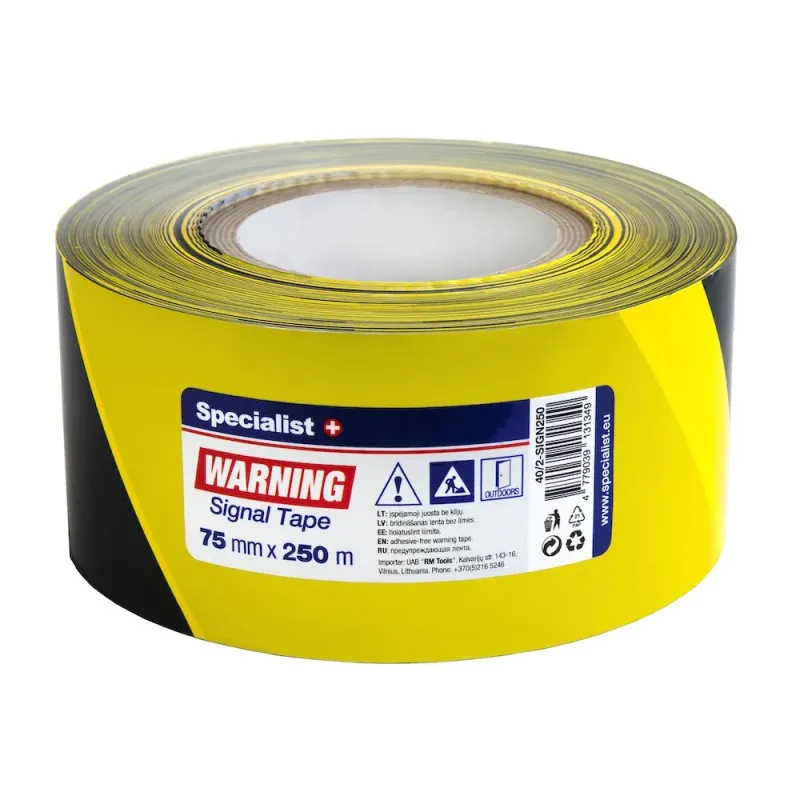 Specialist+ SPECIALIST+ brīdinājuma lenta melna / dzeltena, 75 mm x 250 40-2-SIGN250