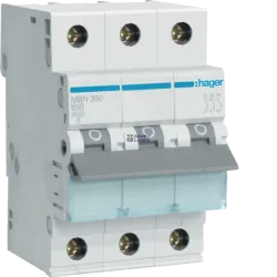 Hager MBN350 — автоматический выключатель 3P, 6 kA B-50 A, 3M
