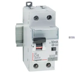Legrand 411061 — Residual Current автоматический выключатель with Overcurrent Protection DX3 1P+N, 1P, 6000 A, 16 A, 2P, 6 kA, 230 V, IP20, 50 Hz, 44 mm, 0.03 A, 30 mA