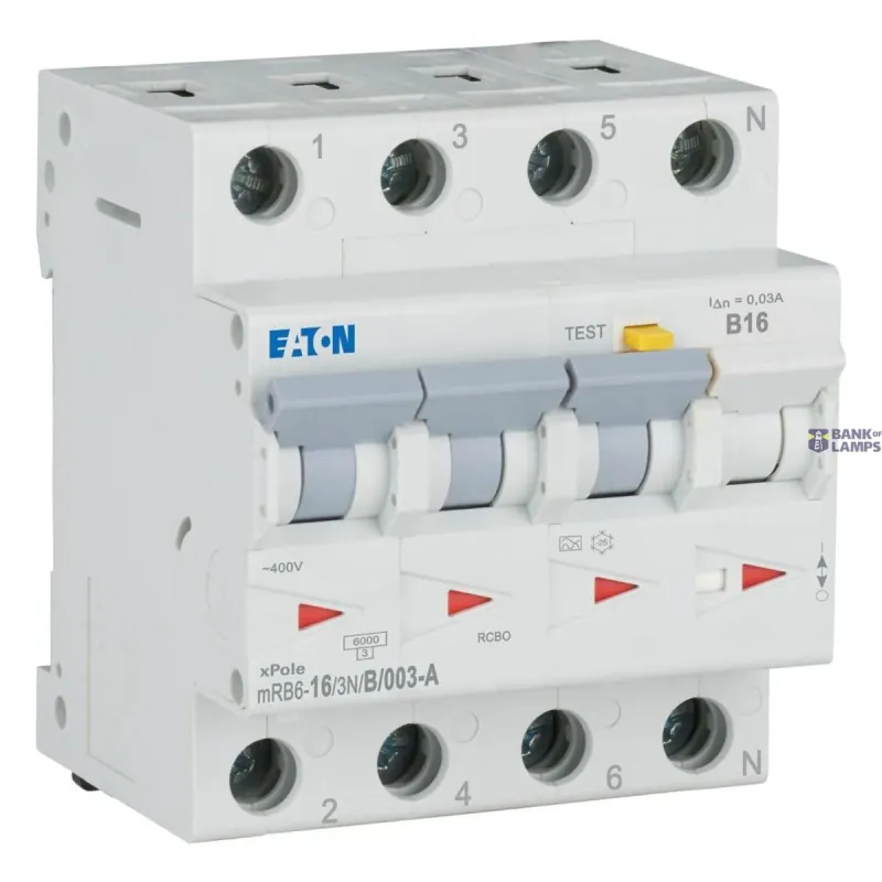 EATON RCD/MCB combination, 16 A, 30 mA, MCB trip characteristic 120652