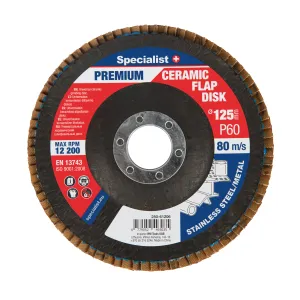 Atlokšņu slīpēšanas disks 125 mm, P60, Keramiskais PREMIUM, SPECIALIST+ Atlokšņu slīpēšanas disks 125 mm, P60, Keramiskais PREMIUM, SPECIALIST+