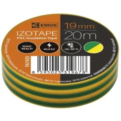 Izolācijas lente PVC 19mm/20m zaļa/dzeltena, EMOS Izolācijas lente PVC 19mm/20m zaļa/dzeltena, EMOS