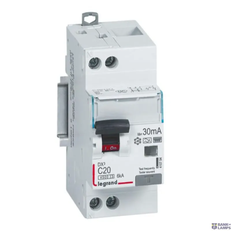 Legrand Differential Circuit Breaker IP20, 0.03A, 20A, 30mA, 6kA 410754