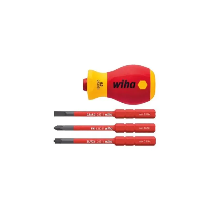 Wiha Screwdriver with bit holder set slimVario Stubby VDE 6,0 41230