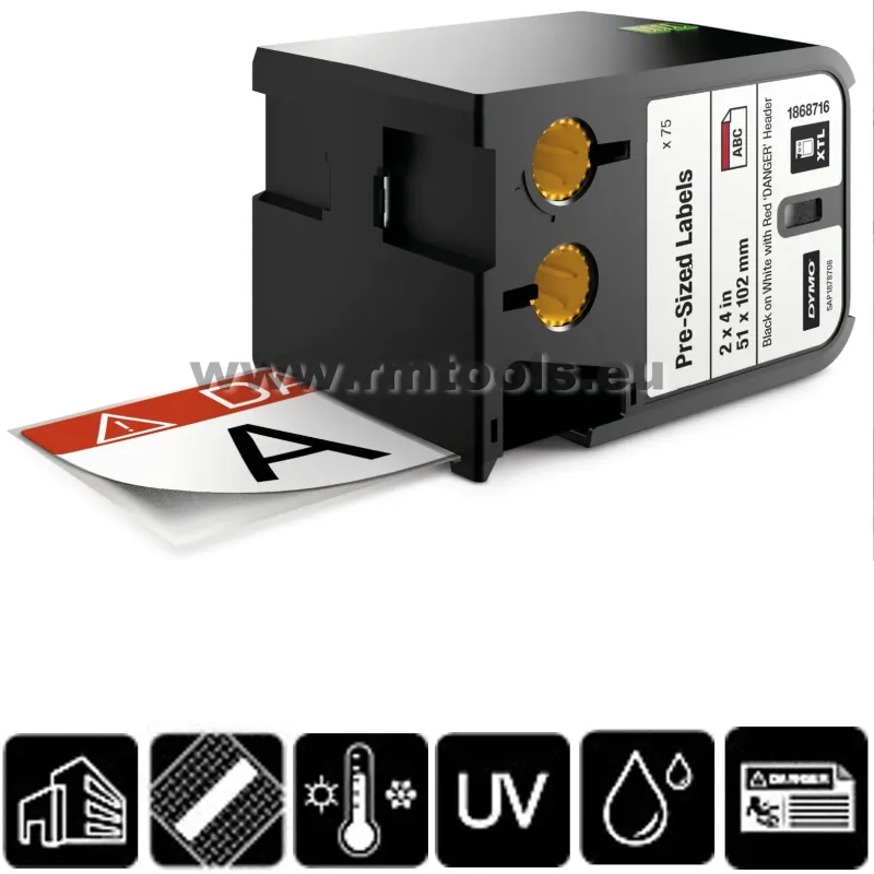 DYMO L.drošības XTL 51mmx102mm melna/balta-dzeltena 31-8714