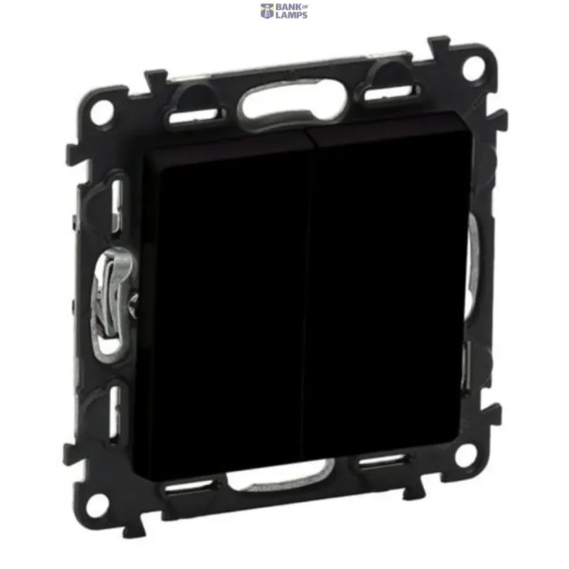 Legrand Two-Gang One-Way Switch Valena Life 10AX, Black, 2-Gang 756305