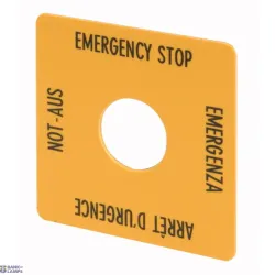 EATON 216484 — M22-XYK1 Label, emergency switching off, yellow, HxW=50x50mm, 4 languages, DE, EN, FR, IT EATON 216484 — M22-XYK1 Label, emergency switching off, yellow, HxW=50x50mm, 4 languages, DE, EN, FR, IT