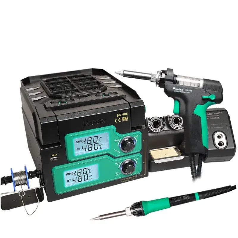 Pro'sKit 6 IN 1 daudzfunkcionāla lodēšanas/atkausēšanas stacija SS-988B