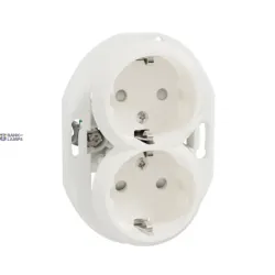 Schneider Electric WDE011122 — rozete Outlet Renova, 2P + E, 16A, 250V, White, Double - 16A - 250V