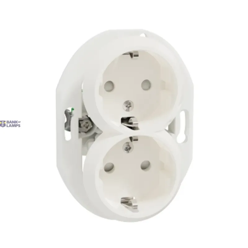 Schneider Electric Socket Outlet Renova, 2P + E, 16A, 250V, White, Double WDE011122