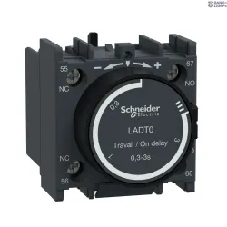 Schneider Electric LADT0 — Time Delay Auxiliary Contact Block TeSys Deca, 1NO, Screw Terminals, IP20, Dark grey, On-Delay, Time Delay Range: 0.3–3s