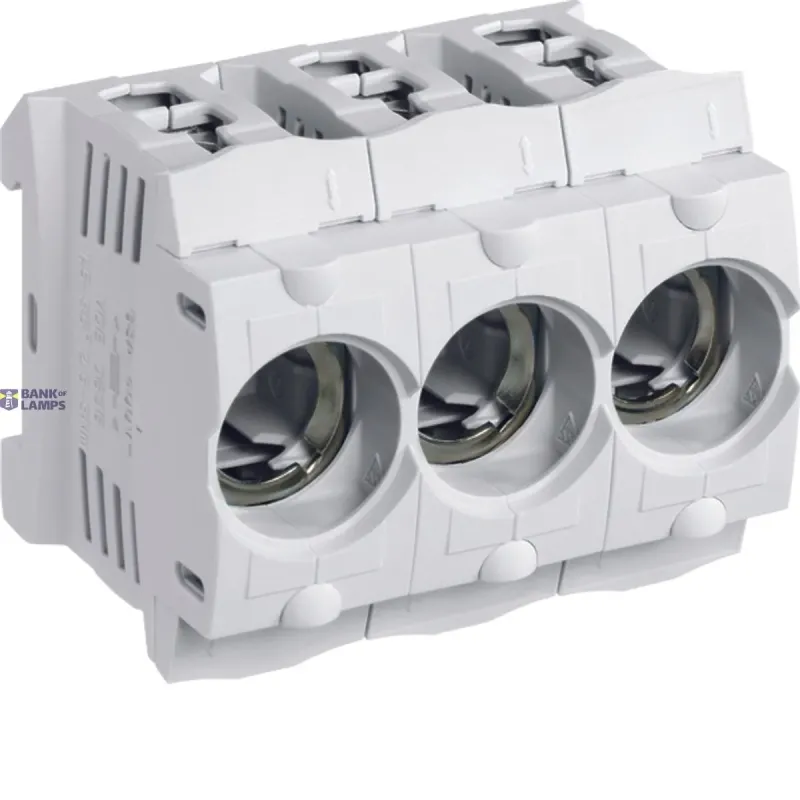 Hager Fuse Base Plastic D02 w. clamp, 3-p, 63 A LD046
