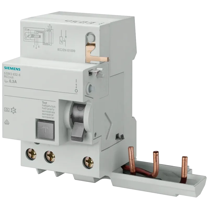 Siemens RC unit, 3-pole, type A, In: 40 A, 30 mA, Un AC: 400 V, for 5SM2332-6