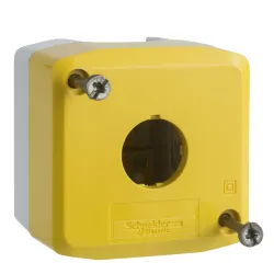 Schneider Electric XALK01 — Empty Control Station Harmony XALD XALK, IP66, Yellow, Polycarbonate, 1 cut–out, Electrical Composition Code: SR1
