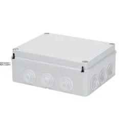GEWISS GW44008 — Junction Box With Plain Screwed Lid, Ip55, Internal Dimensions 240x190x90, Walls With Cable Glands, Grey Ral 7035