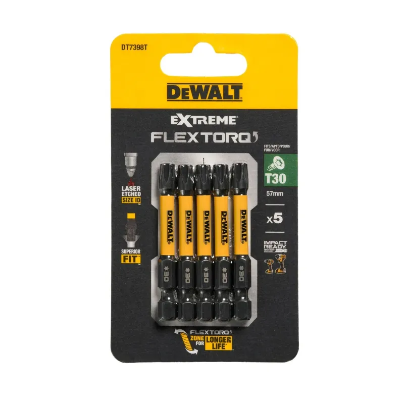 DeWalt FLEXTORQ T30 skrūvgrieža uzgaļi 57 mm, DeWALT, 5 gab. 26-5-DT7398T