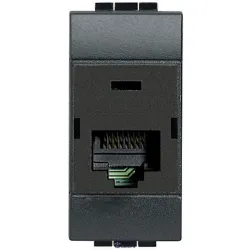BTicino L4262C6S — RJ45 Socket LivingLight RJ45 8(8) Connector, 1 Module, Surface-Mounted/recessed mounted, 110, Anthracite